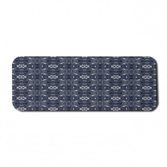 Oriental Computer Mouse Pad, Flourishing Vintage Style Pattern of Spirals Curves and Strokes, Rectangle Non-Slip Rubber Mousepad Large, 31" x 12" Gaming Size, Dark Violet Blue Pearl, by Ambesonne