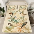 thumbnail image 2 of Feelyou Rustic Bird Animal Twin Sheet Sets, Chinese Flower Floral Twin Fitted Sheet, Vintage Fashion Style Flat Sheet, Microfiber Bedroom Decor, 3 Pieces, 2 of 7