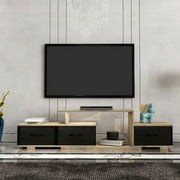 Pouseayar Wood Mordern Up to 35'' TV Stand with Quick Assemble, Brown