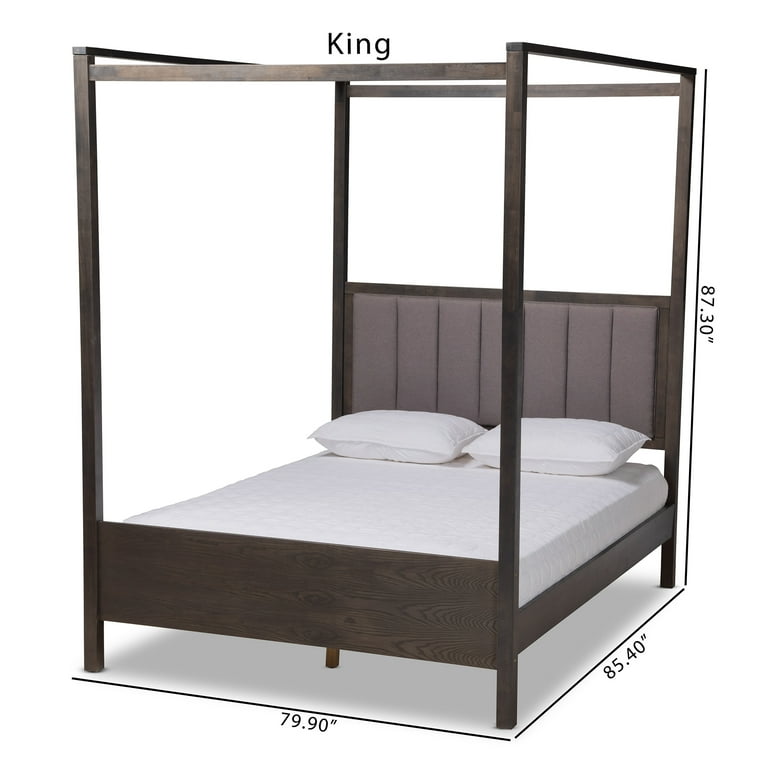 Baxton Studio Natasha Modern and Contemporary Grey Fabric Upholstered and Dark Grey Oak Finished Wood King Size Platform Canopy Bed Baxton Studio Natasha Modern and Contemporary Grey Fabric Upholstered and Dark Grey Oak Finished Wood King Size Platform Canopy Bed