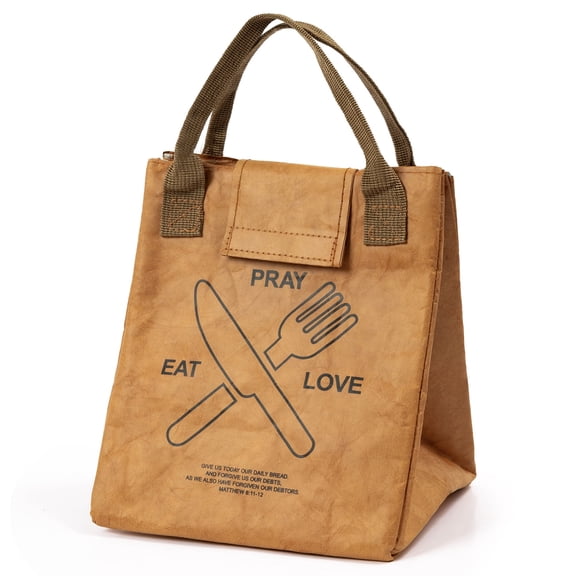 2ooya Kraft Paper Insulated Lunch Bag, Aluminum Foil Portable Coffee Bag for Camping Picnic,1pack