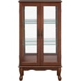 thumbnail image 5 of Curio Display Cabinet, 3 Tier Lighted Curio Cabinet with Shelves, Gift for Antiques Enthusiast, Tempered Glass Doors, Walnut, 5 of 9