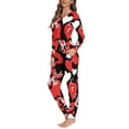 thumbnail image 2 of Renewold Cotton Pajamas for Women Long Sleeve Scoop Neck Sleep Set Love Letter Red Hearts Print Sweatpants Winter Holiday Long Sleeve Shirt Size XL, 2 of 5
