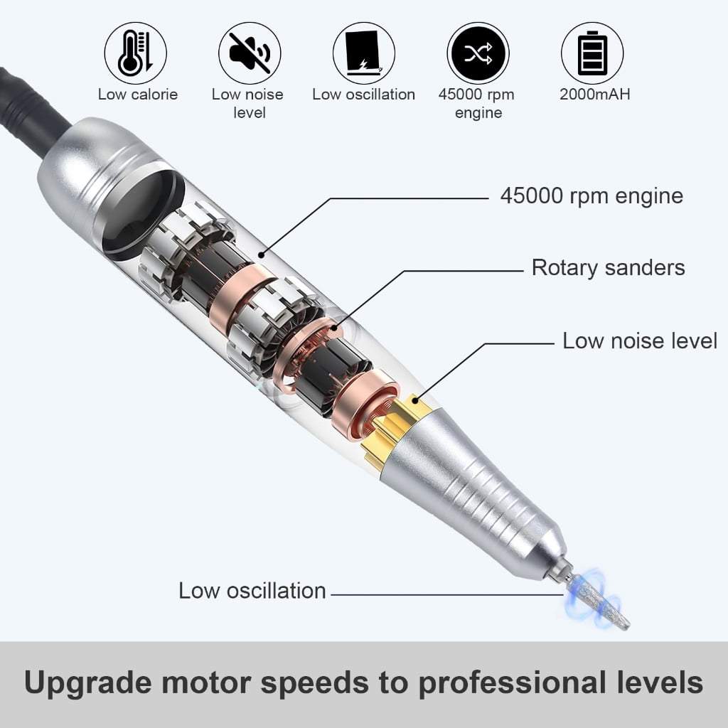 45000RPM Nail Drill with Drill Bits Electric Nail Drill Machine Set Nail Files