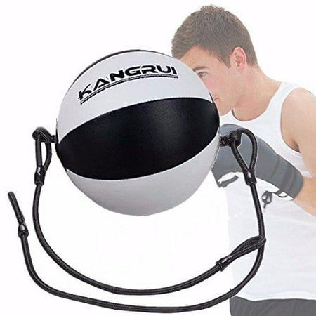 Leather Boxing Ball,SGODDE Speed Dodge Ball Double End Gym MMA Boxing Sports Punch Bag Floor to Ceiling Rope Workout(Length 4,76