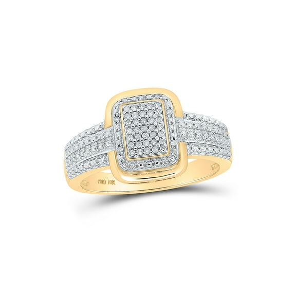 10kt Yellow Gold Womens Round Diamond Cluster Ring 1/10 Cttw