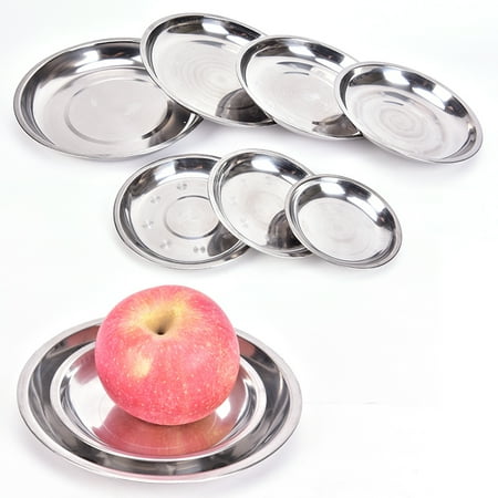 

Camping Round 14-26cm Dia Stainless Steel Tableware Dinner Plate Food Container