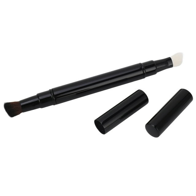 Brocha de maquillaje retráctil de doble punta, de lana suave, portátil, para sombras, para viajes y exteriores.