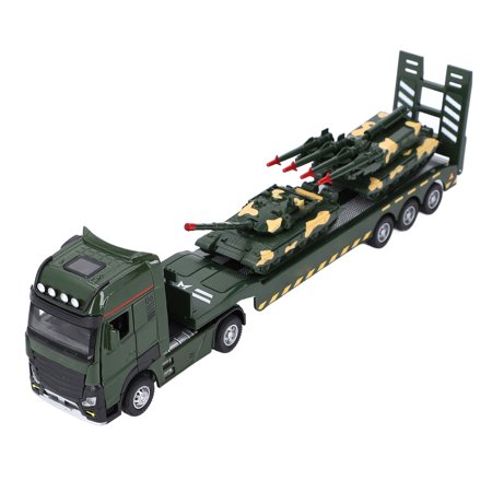 YAHHU Military Car Model Toy Realistic 1:32 Scale Alloy Transport Vehicle Toy Set with Tank & Cannon Car Great Gift for Boys Kids Oversized Play Truck 17.32 inches / 44 cm