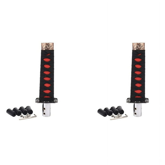 2X Universal Samurai Sword Gear Shift Knob Shifter Katana Metal Black+Red 15cm