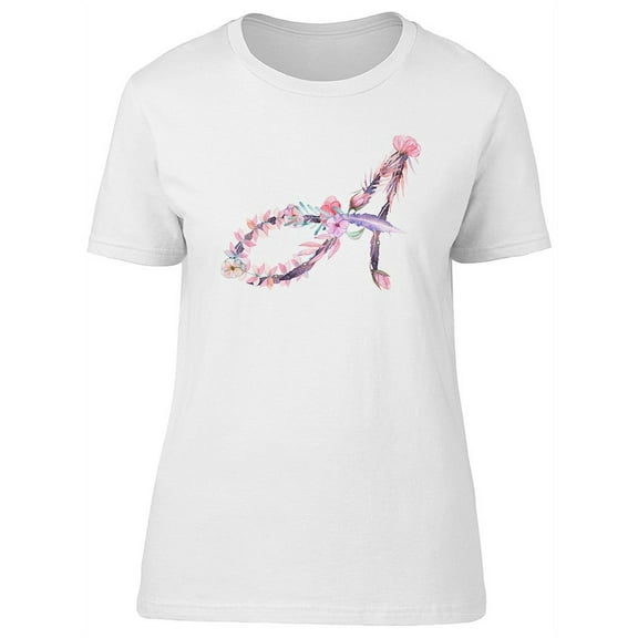 Cute & Floral Capital Letter A T-Shirt Women -Image by Shutterstock, Female Large
