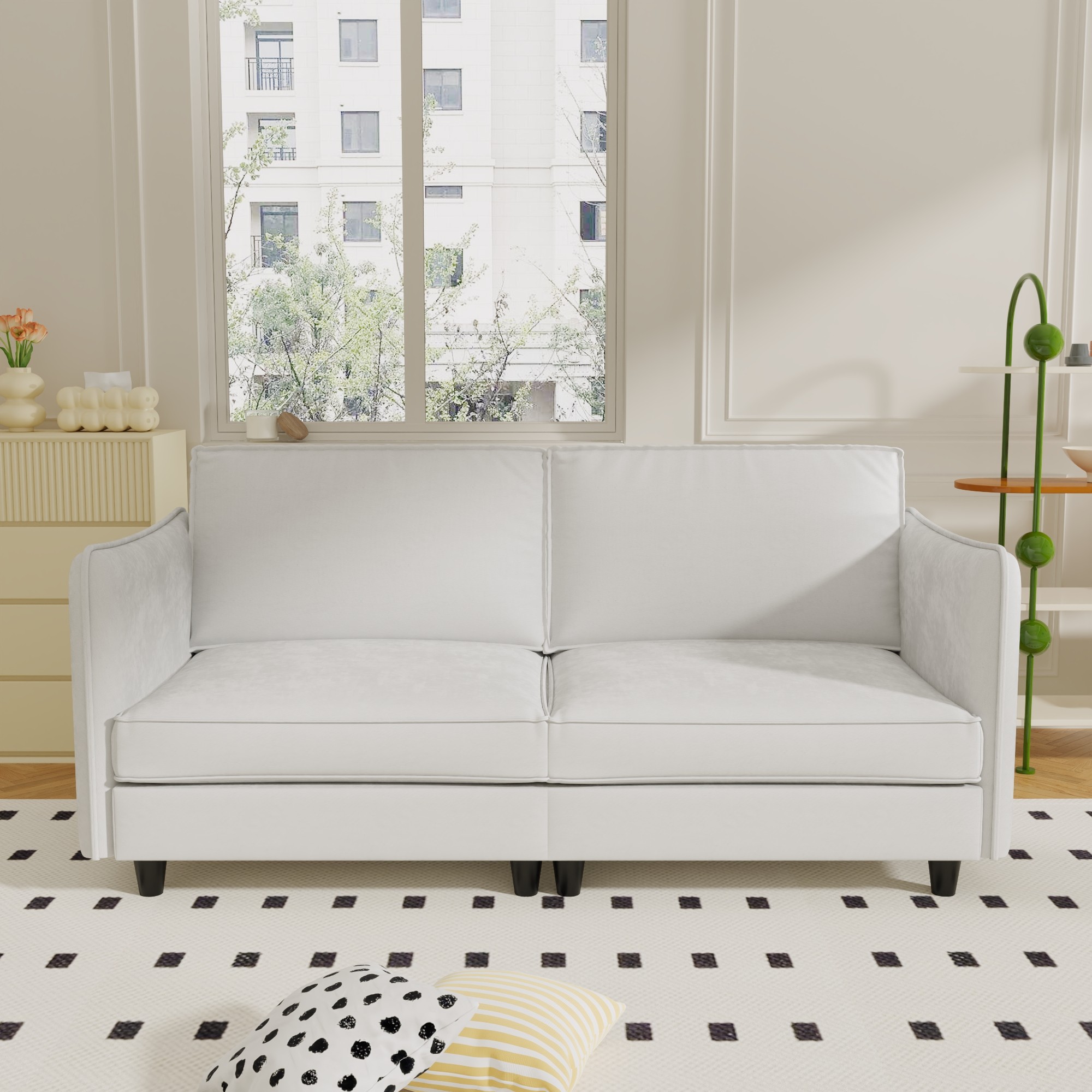 Modern Sofa Couch,74.27'' Loveseat Sofa Mid Century Comfy Couch, 2-Seater Love Seats for Small Spaces, Apartment,Beige