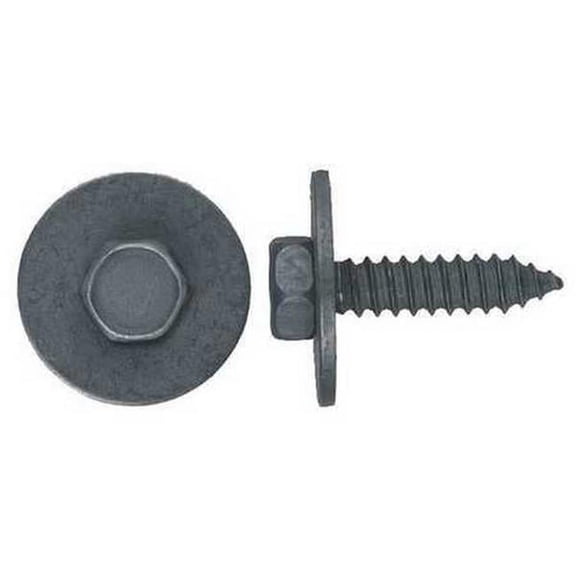 Sheet Metal Screw, M6.30 x 25 mm, Black Phosphate Steel Flange Hex Head External Hex Drive, 25 PK