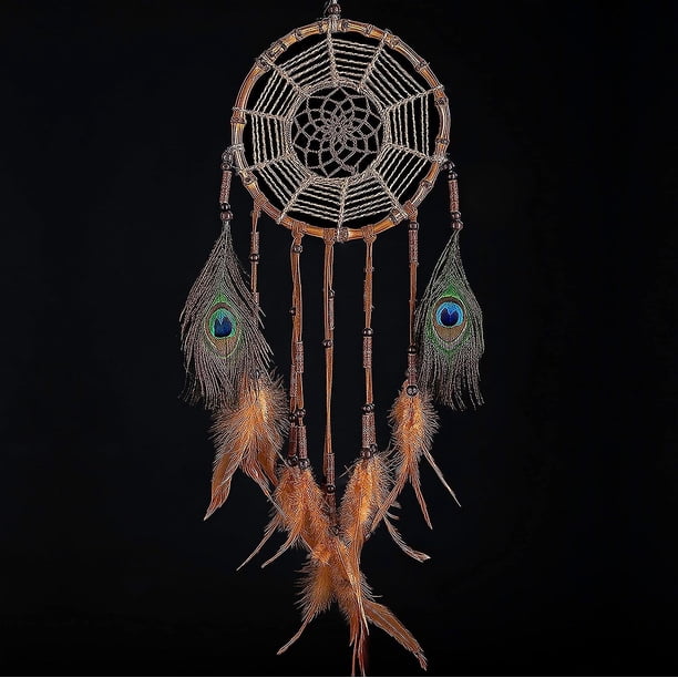 Atrapasueños De Bambú Grande De 18 Cm De Diámetro: Atrapasueños Hecho A Mano De Primera Calidad, Decoración De Nativos Americanos Para Grandes Y Pequeños, Decoración De Bambú Hippie, Ki