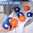 thumbnail image 2 of Pet Hair Remover for Laundry 6 Pcs Cute Bear Sponge Clothes Anti-Winding Adsorption Dryer Balls Laundry Reusable Blue/Orange, 2 of 5