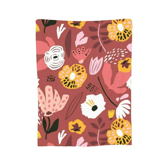 XMXY Fleece Throw Blanket for Couch, Autumn Watercolor Pink Flowers Lightweight Plush Fuzzy Cozy Soft Bed Blankets and Throws for Sofa, 40"x30" inches