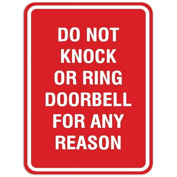 Signs ByLITA Portrait Round Do not knock or ring doorbell Sign - Laser-Engraved Lettering | Durable ABS Plastic | Vibrant Colors | Powerful Foam Tape (Red) - Large