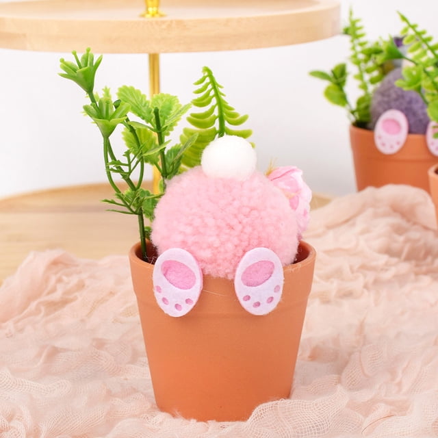 Fiudx Minimaceta de Conejito de Pascua, Bonita Maceta para Suculentas con Bandeja, Decoración Primaveral para El Hogar, Centro de Mesa de Pascua, Decoración Festiva para Fiestas, Exhibición de Planta