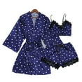 thumbnail image 2 of uublik Women's Robes Pjs Sets 3Pcs Cami Shorts Sleepwear Summer Cute Loungewear Blue, 2 of 3