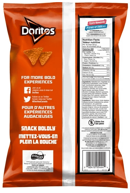 Doritos Zesty Cheese Flavored Tortilla Chips, 235g (4 Pack)