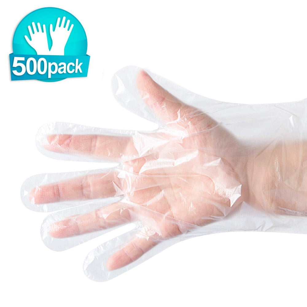 500 PCS Disposable Food Prep Gloves 500 Piece Plastic Food Safe