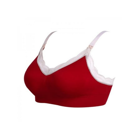 - VICOODA Maternity Seamless Lace Trim Softcup Nursing Bra with Removable Pads