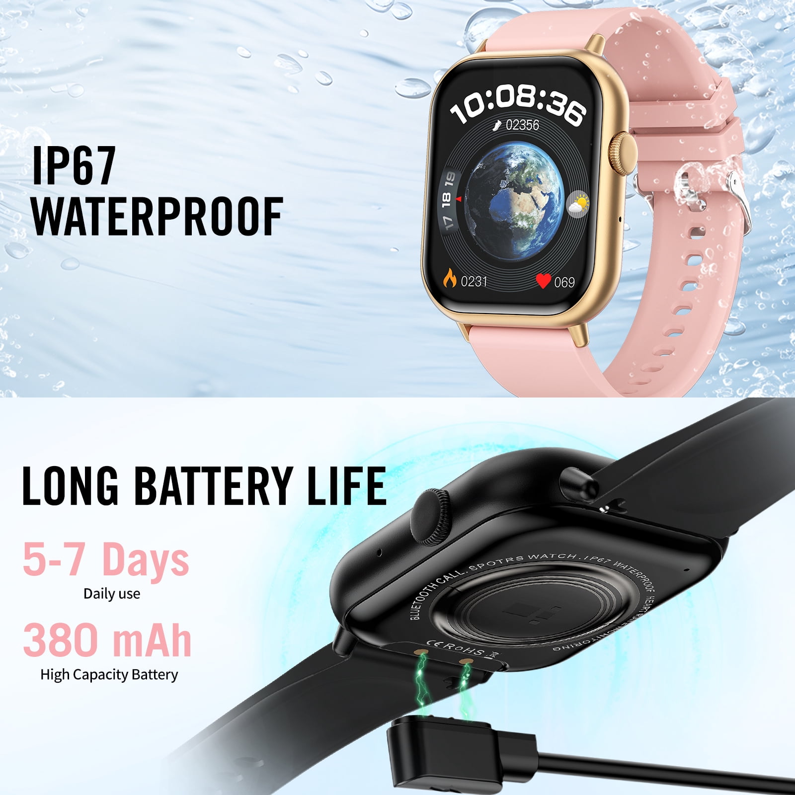 2026 NEW Smart Watch, 2.01'' HD Screen SmartWatch for Men Women , Answer/Make/Message, 100+ Sports Modes, IP67 Waterproof Compatible with Android and iPhone