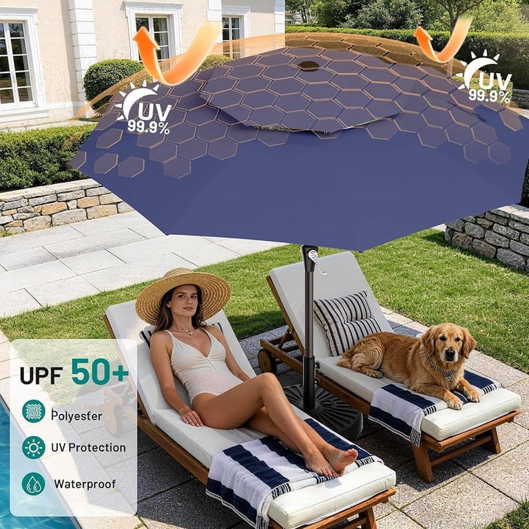 amazon lighted rectangular patio umbrella Amazon.com : GREEN PARTY 15 ft Large Outdoor Patio Umbrella with Solar Led  Lights & Base Included, Double-Sided Rectangular Table Umbrella with Stand, Market  Umbrellas for Deck Poolside Garden Backyard, Navy Blue :