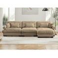 thumbnail image 7 of 130" Sectional Sofa Clould Couch with Ottoman, L Shaped Sofa Comfy Velvet Deep Seat Couch with Round Bolster Armrests, Waist Pillow and Throw Pillows for Living Room Bedroom Apartment Office, Camel, 7 of 7