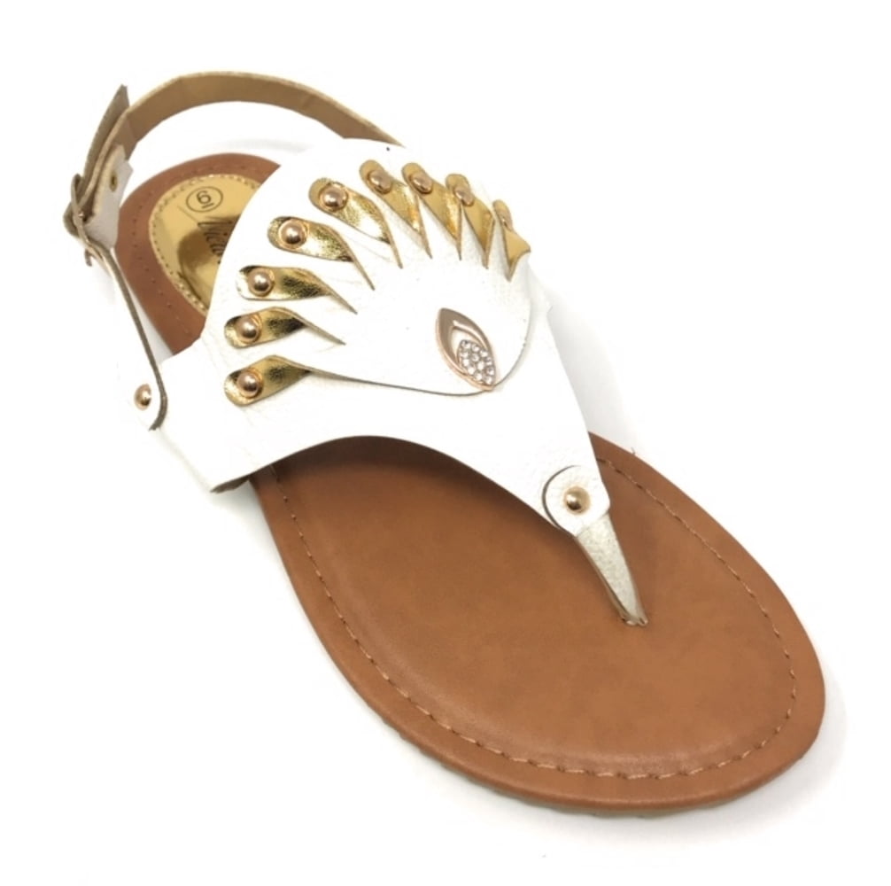 Victoria K Women's Gold Applique With Studs Sandals