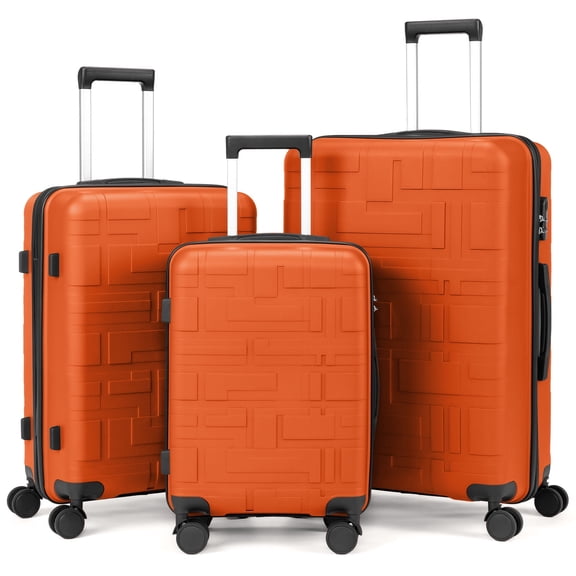 Zimtown Luggage Set 3 Piece Hardside Suitcase Set Lightweight Suitcase with Spinner Wheels, 20/24/28 Inch Luggage for Men Women, Orange