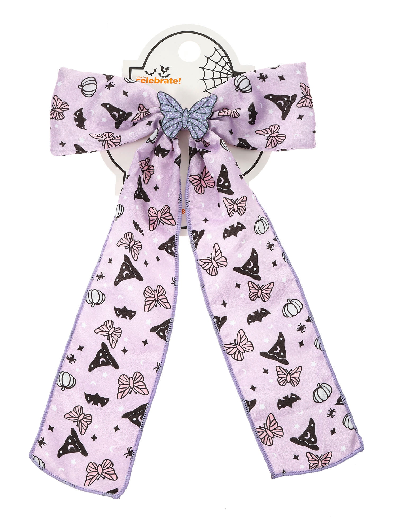 Way to Celebrate Purple Butterfly Print Halloween Hair Bow, 1 Piece