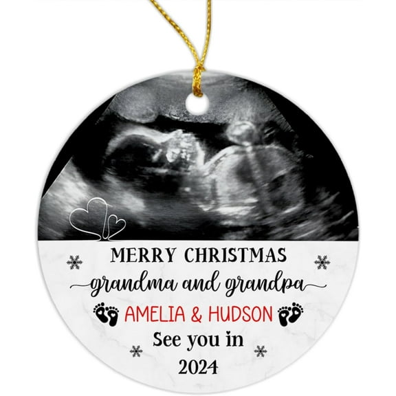 Grandma & Grandpa Ornament Gift, Customized Image Grandchildren Gift, Merry Christmas Grandma and Grandpa Ornament, Personalized Ultrasound Photo Baby Coming Ornament Christmas 2025 gRHt2T