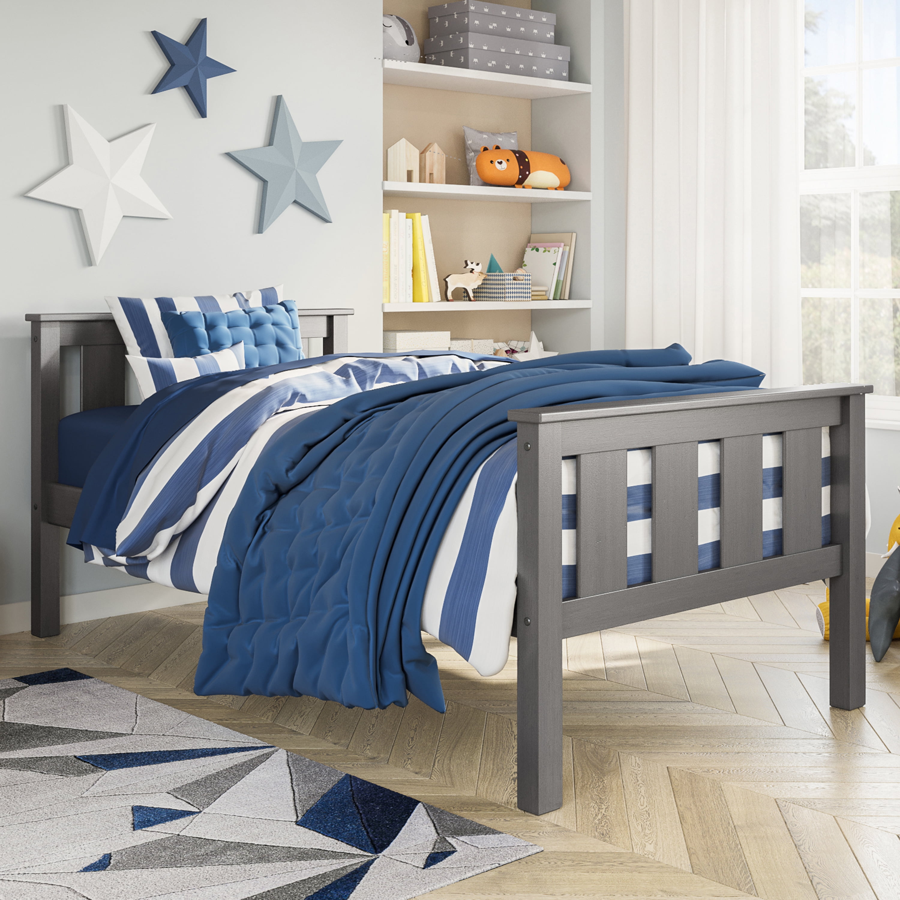 Better Homes & Gardens Kane Twin Size, Platform Bed, Gray Finish