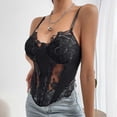 thumbnail image 4 of Camisola de encaje con ajuste de correa para el hombro, camisola sin mangas suave y cómoda para mujer para fiestas, compras, viajes, negro L, 4 of 8