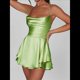 thumbnail image 4 of Mono Elegante de Satén para Mujer, de Verano, Sin Mangas, con Espalda Descubierta, Tirantes Finos y . Verde Fluorescente S, 4 of 6