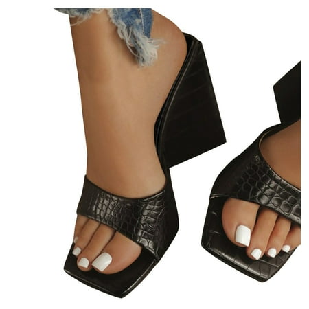 

Alueeu Women s sandals Sandals For Women Slip On Chunky High Heels Peep Toe Shoes With Block Heel