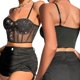 thumbnail image 2 of Sexy Mesh Corset Crop Tops Women Camis Summer Spaghetti Strap Backless Camisole Sequins Padded Tank Top for Womens Girl platinu m L, 2 of 4