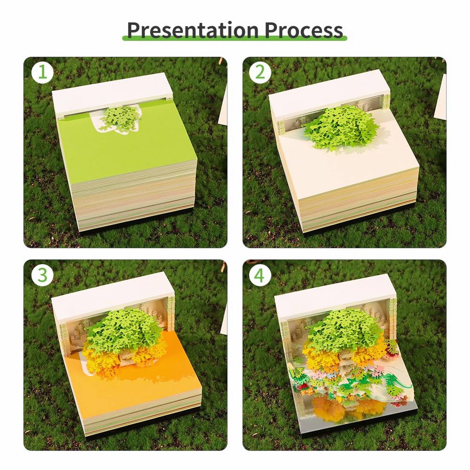 ZLBDYG 2026 3D Paper Art Calendar with LED Light - Creative Christmas Tear-Off Memo Notepad for Home Desk Decoration, Unique Office Gift and Carving Art Display
