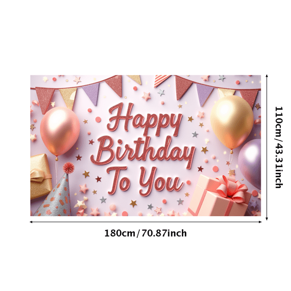 Rose Gold Party Banner Birthday Decoration Glitter Design Balloon Setup Gift Props for Birthday Celebration Indoor Event