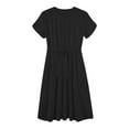 thumbnail image 4 of UoCefik Women's Summer Short Sleeve Maxi Dress 2025 Casual Crewneck Pleated A Line Flowy Long Dresses with Pockets Black M, 4 of 6
