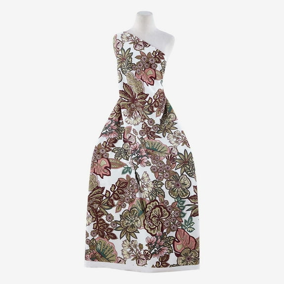 Zelouf Print On Lush Knit , Sewing, DIY, Crafts Fabric by the Yard, 178 Cream/olive, 3 Yard