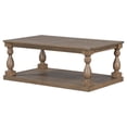 thumbnail image 4 of Oufan 43.5” Rectangular Coffee Table with Storage Shelf, Farmhouse Wood Center Table for Living Room, Modern 2-Tier Tea Table with Open Shelf, Brown, 4 of 6
