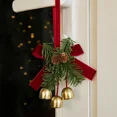 thumbnail image 4 of Nuevo colgante de Navidad, campana pequeña dorada, lazo de terciopelo rojo, árbol de Navidad, cono de pino, suministros de decoración de escena, colgante pequeño decorativo, 4 of 5