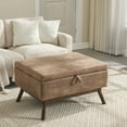 thumbnail image 2 of HUJHKIO 3 in 1 Lift Top Coffee Table with Storage, Wooden Stool for Living Room, Microsuede Fabric, Coffee, 2 of 9