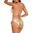 thumbnail image 4 of Zando Women's String Bikini Bathing Suit Two Piece Swimsuit Thin Strap Top Side Tie Bottoms Triangle Bikini Set Champagne Gold S, 4 of 5