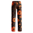 thumbnail image 5 of Womens Halloween Pjs Cute Funny Pumpkin Print Wide Leg Sleepwear Pj Lightweight Cozy Soft Lounge Pants For Halloween, 5 of 9