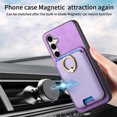 thumbnail image 4 of Classic Back Case for Samsung Galaxy A15, with Removable Magnetic Card Slots Support Car Magnetic Mount with Finger Ring Stand Business Thin Fit Phone Case for Galaxy A15, Purple, 4 of 6