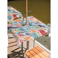 thumbnail image 2 of Outdoor Tablecloths with Umbrella Hole & Zipper, Abstract Beach 54x54 Inch Square Tablecloths, Summer Colorful Coastal Ocean Sea Wave Waterproof Table Cloth, Patio/Pool/Picnic Table Covers, 2 of 8