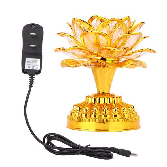 Golden Lotus Lamp,LED Lotus Lamp Home Buddha Lotus Lamp LED Lotus Buddhist Lamp Ultra Responsive